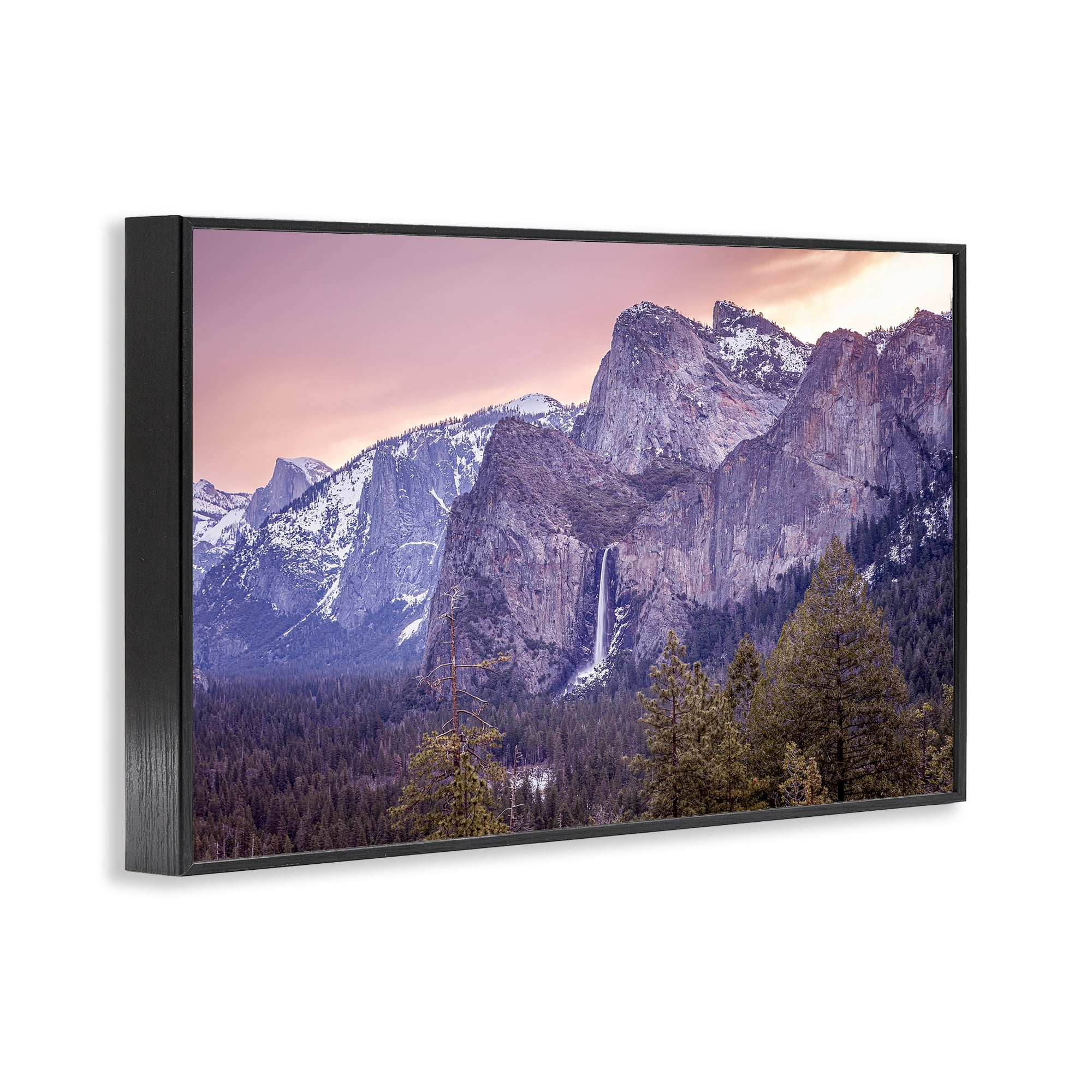 Stupell Industries Majestic Mountain Waterfall Sunset Black Framed Giclee Art, design by Shelley Carlisle