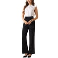 thumbnail image 2 of INSPIRAR CHIC Blusas de Ropa de Cuerpo con Volantes para Mujeres, Camiseta de Cuello Alto, Manga Corta, Botón Abajo, Leotardo, Camisa L Blanca, 2 of 6