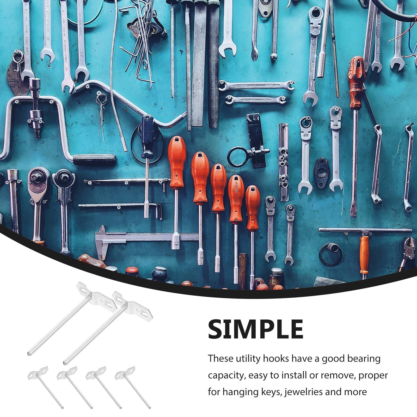 FOMIYES 6Pcs Heavy Duty Plated Silver Pegboard Hooks for Garage and Home Tool Hanging