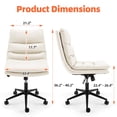thumbnail image 4 of YODOLLA Office Chair with Wheels, Adjustable Height Vanity Chair with Back Armless Desk Chair and PU Leather Swivel Chair for Office, Home, White, 4 of 10