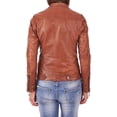 thumbnail image 3 of QAWACH Women Leather Jacket - Lambskin Winter Vintage Brown Color Motorcycle Biker Jacket, Moto Riding & Racing Jackets L Size, 3 of 4