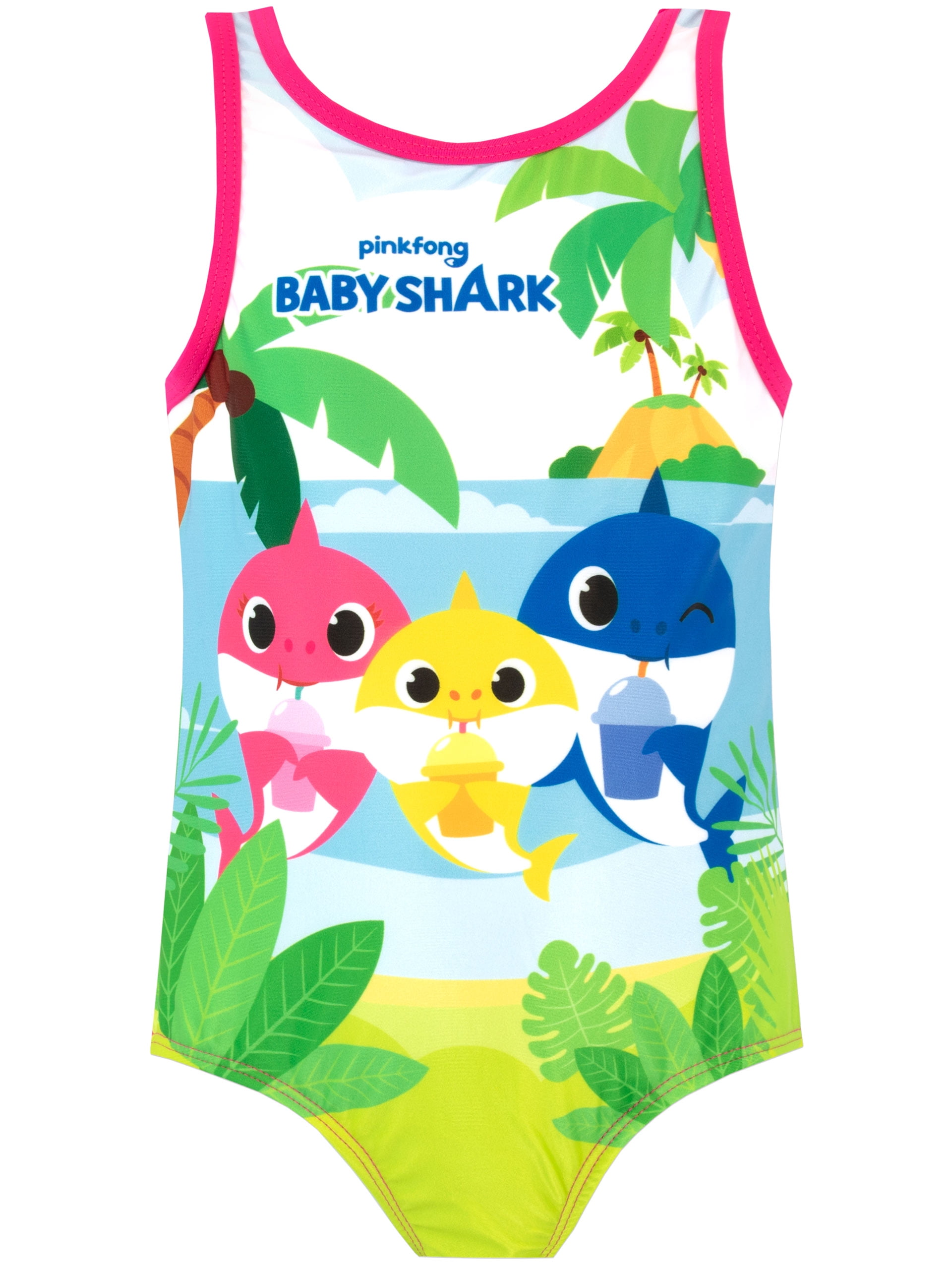 Babyhug Half Sleeves Shark Print Legged Swimsuit - Blue