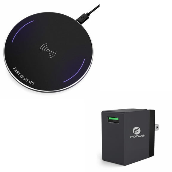 7.5W and 10W Fast Wireless Charger w USB 18W Fast Home Wall USB Adapter P6M for iPhone 11 Pro Max - BLU G9 Pro - BOLD N1 - Google Pixel 4 XL - LG G8X ThinQ - Samsung Galaxy Note 10 Plus Fold