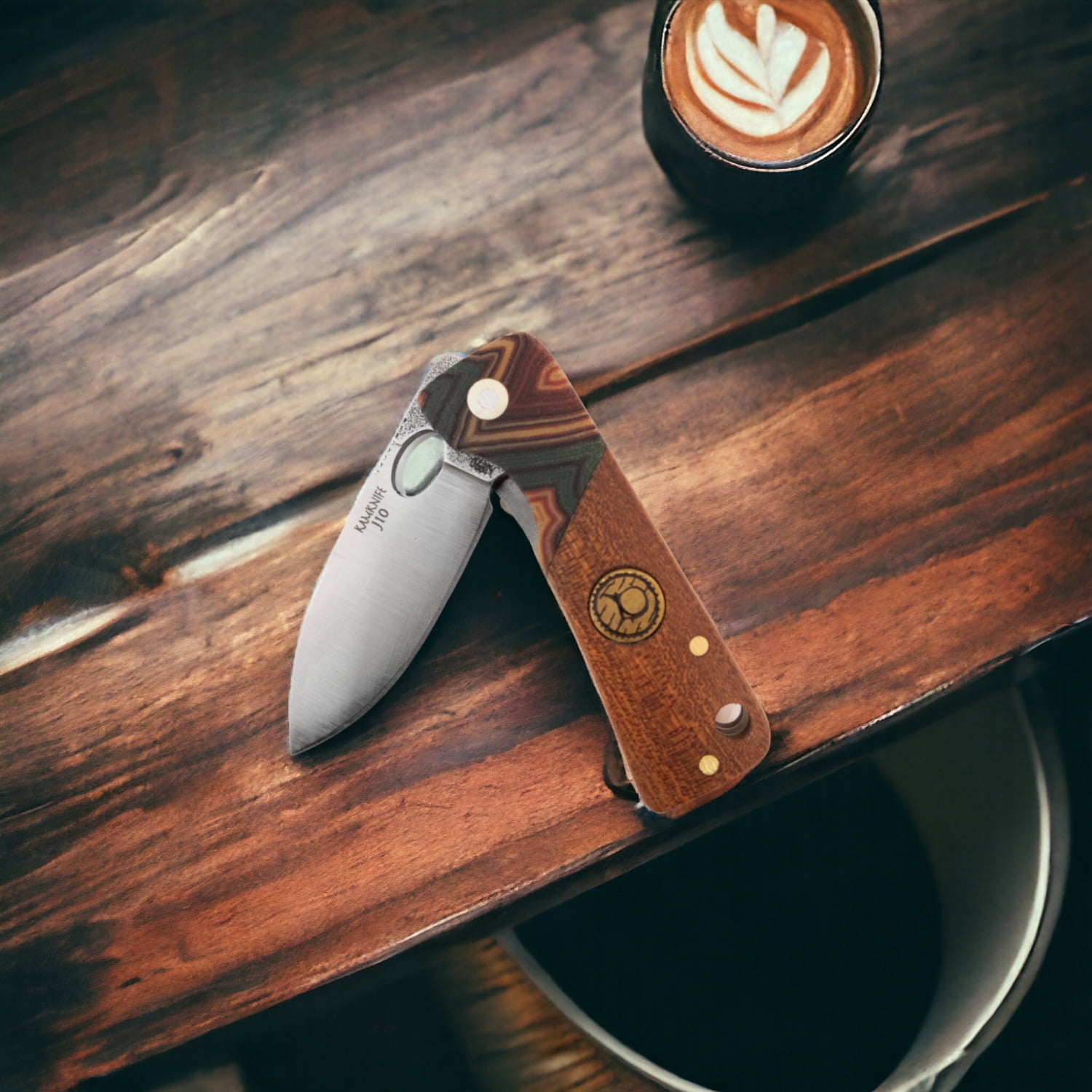J10 D2 Steel Maun Wood Handle Pocket Knife