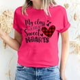 thumbnail image 2 of ICHUANYI Women's T-shirt Valentine's Day Letter Print Shirts Short Sleeve Crew Neck Tops Cloth New Trending, 2 of 5