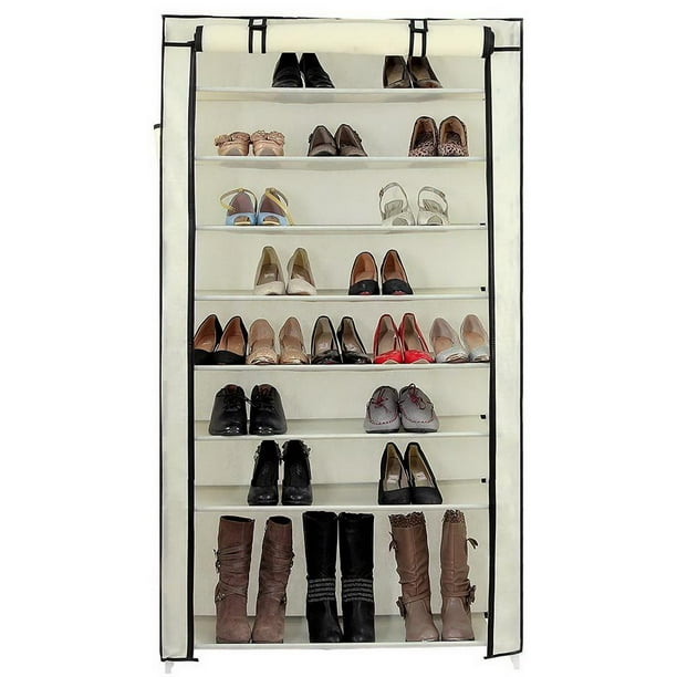 Ktaxon 10 Tiers Shoe Rack with Dustproof Cover Closet Shoe Storage