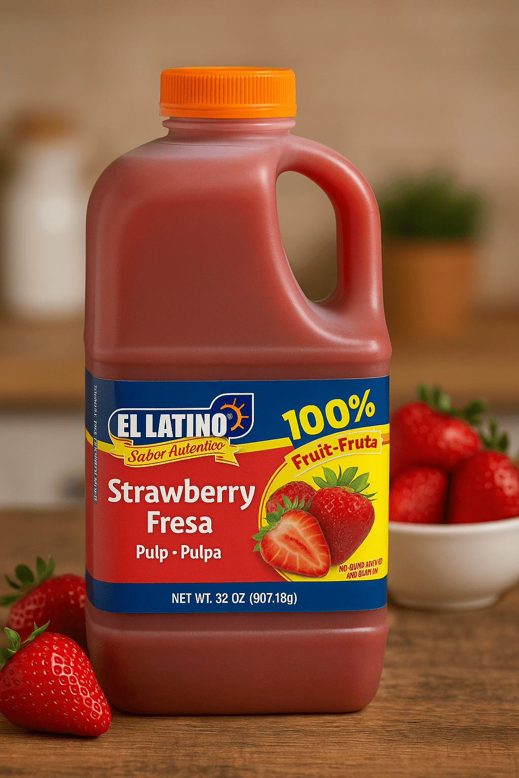 El Latino Fresa (Strawberry) Pulp (No Sugar Added) 32oz. Jugs