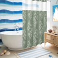 thumbnail image 5 of No Hook Shower Curtain, Dark Green Botanical Shower Curtains for Bathroom with See Through Top Window, Pastoral Elegant Spring Floral Waterproof & Washable Bath Curtain Stand Up Stall 36"x72", 5 of 9