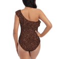 thumbnail image 5 of Sikiie Dark Brown Glitter Print Women One Piece Swimsuits Tummy Control One Shoulder Bathing Suits Ruffle Swimwear, From S to XXL-Medium, 5 of 6
