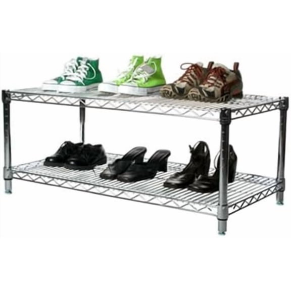 Shelving Inc. 21" d x 36" w x 14" h Chrome Wire Shelving with 2 Tier Shelves, Weight Capacity 800lbs Per Shelf