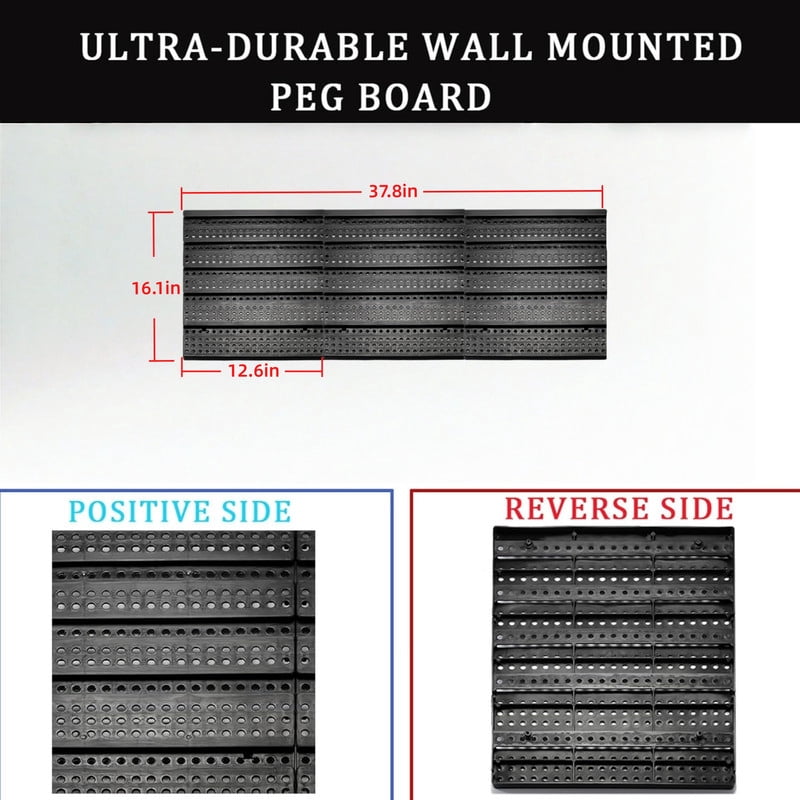 45 Pcs Wall Mounted Storage Bins with 3 Peg Boards Set, Garage Organizer Storage Shelf Unit