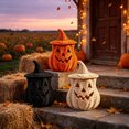 thumbnail image 2 of Seasonal Pumpkin Decor, Witch Hat Shelf Accent, Halloween Arrangement Ornament for Display Corner Spaces, 2 of 9