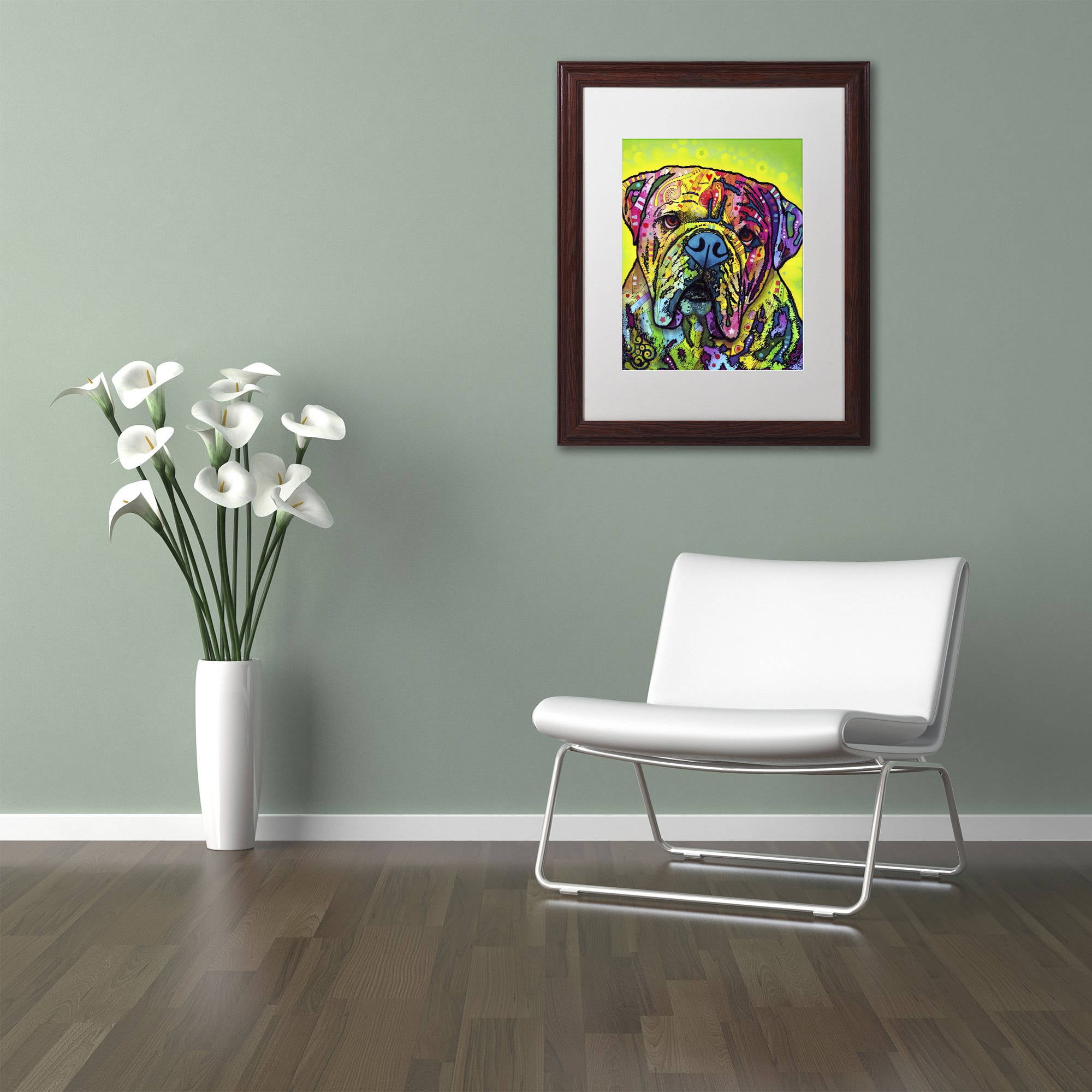 Trademark Fine Art "Hey Bulldog" Canvas Art by Dean Russo, White Matte, Wood Frame