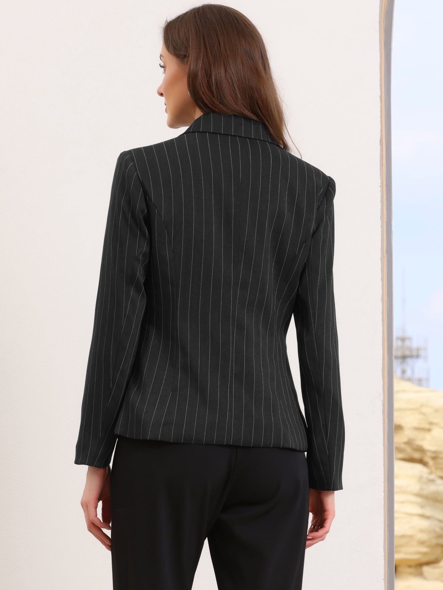 DARING DIVA Women's Notched Lapel One Button Work Office Suit Jackets S Black