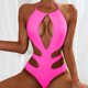 thumbnail image 2 of Gibobby Traje de baño sexy de una pieza Traje de baño Monokini de talle con control de barriga para mujer con corte cruzado en la parte delantera(Rosa,XL), 2 of 5