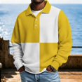 thumbnail image 5 of Atogsazn Men's Striped Button Down Sweatshirt Casual Waffle Collared Long Sleeve Pullover Sweater Fall Winter Tops Yellow XXXL Fashion, 5 of 7