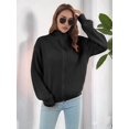 thumbnail image 4 of Women'S Turtle Neck Long Sleeve Knitted Cardigan Autumn and Winter Loose Knitted Cardigan with Zipper Black S, 4 of 7