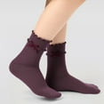 thumbnail image 2 of Bibifish Womens Socks Solid Color Socks Cute Ruffled Cuff Socks With Lace Bow Design Soft Stretchy Daily Wear Socks For Ladies And Girls, 2 of 5