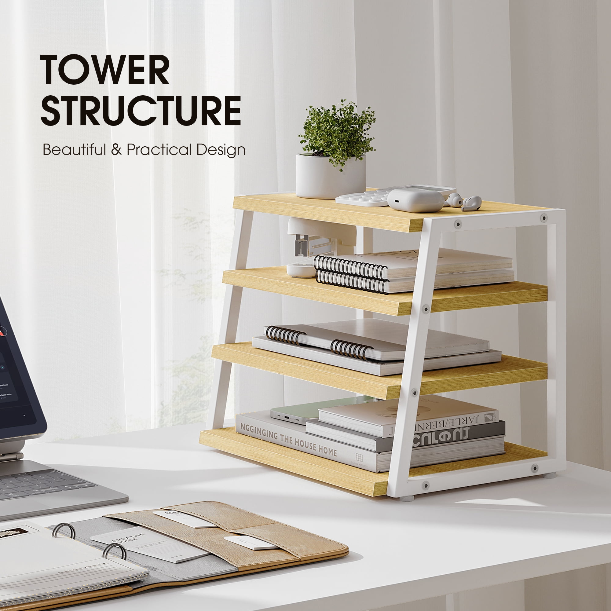 Fenge Desk Organizer, 4 Tier File Organizer for Desk