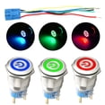 thumbnail image 3 of 19mm 12V LED Power Symbol ON-OFF Car Push Button Switch Latch Metal Waterproof, 3 of 4