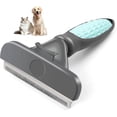 thumbnail image 1 of Cepillo de aseo para mascotas, 95 % de depilación flotante para gatos y perros, herramienta desenredante respetuosa con la piel, peine abierto de acero inoxidable (verde), 1 of 5