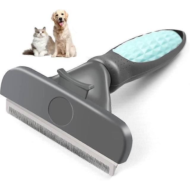 Cepillo de aseo para mascotas, 95 % de depilación flotante para gatos y perros, herramienta desenredante respetuosa con la piel, peine abierto de acero inoxidable (verde)