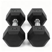 INTRTLOCKINGING TILES 15 LB Dumbbells Set of 2, Rubber Hex Hand Weights with Textured Metal Handles, Fixed Weight Dumbbells for Home Workout and Fitness Training