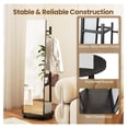 thumbnail image 5 of Full Length Mirror with Coat Rack, 55" Standing Floor Mirror with Lockable Wheels, Hanging Rods, & Storage Shelves, for Bedroom, Closet, Living Room, Entryway (Black & Dark Walnut), 5 of 9