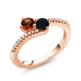 thumbnail image 2 of Gem Stone King 18K Rose Gold Plated Silver Red Garnet and Black Onyx Bypass Ring for Women (0.83 Cttw, Gemstone January Birthstone, Round 4MM, Size 9), 2 of 4