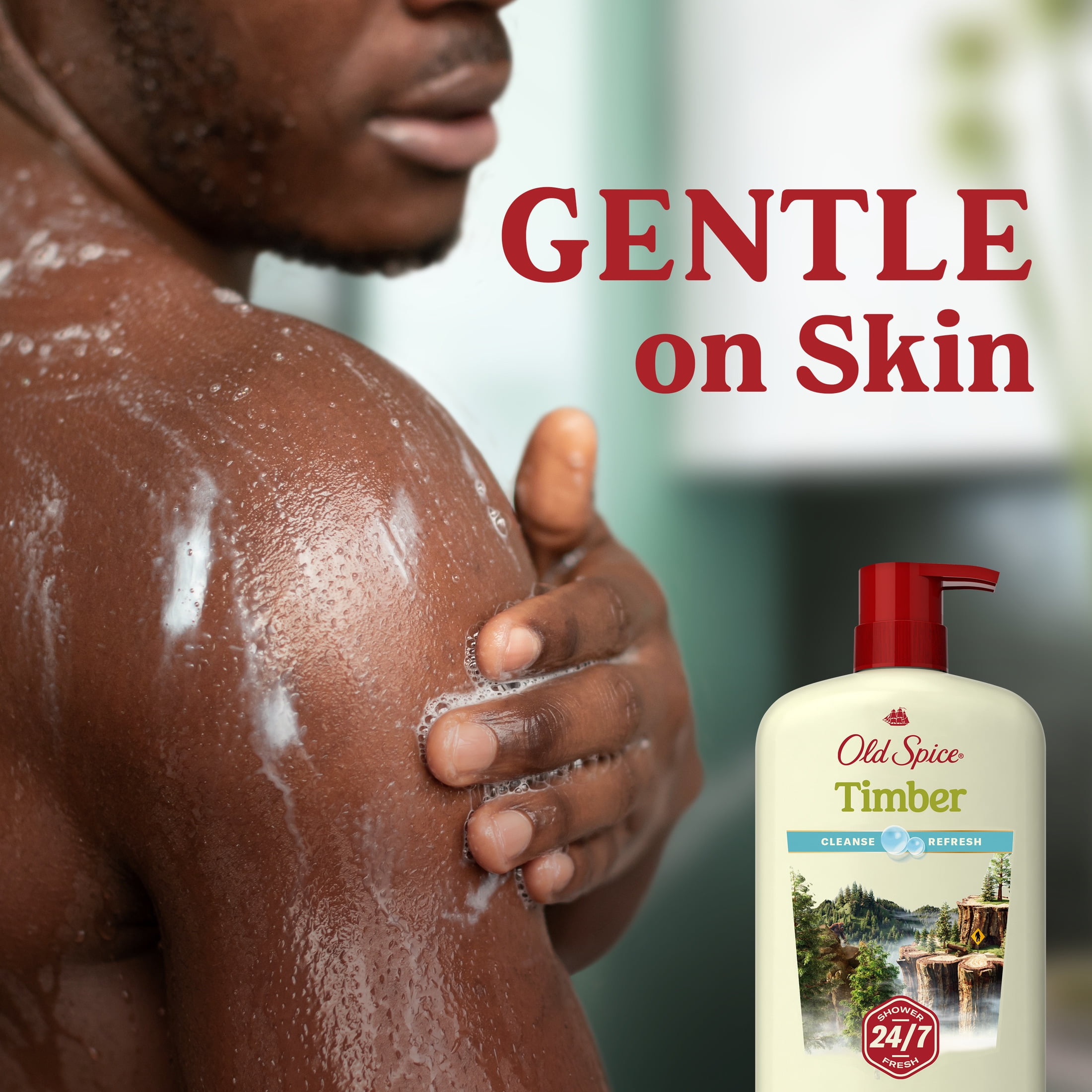 (3 pack) Old Spice Men's Body Wash Timber with Sandalwood, 24/7 Shower Fresh, 30 oz