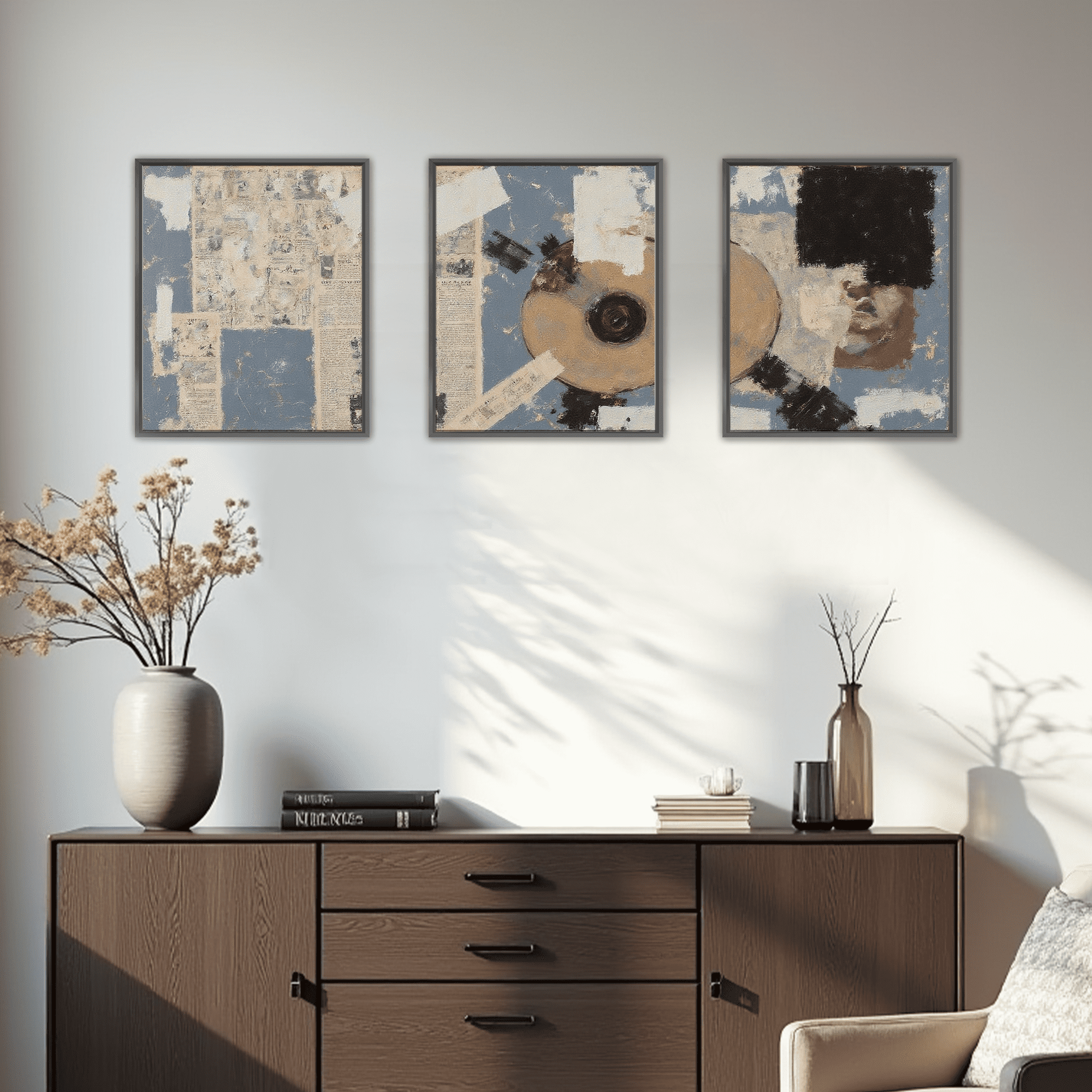 MAYEERTY Modern Abstract Wall Art Painting, Living Room Decor, Black Aluminum Alloy Frame, 15.7"x11.8"