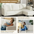 thumbnail image 3 of XH L-Shaped Convertible Sectional Sofa 3 Seater with Corduroy Fabric, Complete with Mobile Footrest, for Living Room, Apartment and Office, 70", Cream, 3 of 14