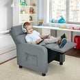 thumbnail image 3 of Gymax Fauteuil Inclinable pour Enfants Réglable en Cuir avec Repose-Pieds et Poche Latérale Gris, 3 of 10