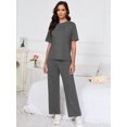thumbnail image 3 of Chiclily Women's Loungewear Sets 2 Piece Pajama Sets Matching Outfits T-shirt Long Pants Lounge Set Sweatsuits, Dark Gray Small, 3 of 7