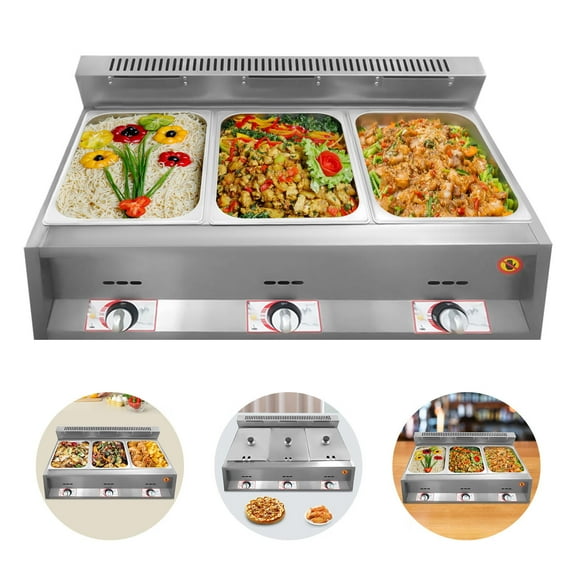 WUZSTAR 18 Liter 3 Tanks Commercial Deep Fryer Stainless Steel High Capacity Food Warmer Gas Countertop Frying Machine