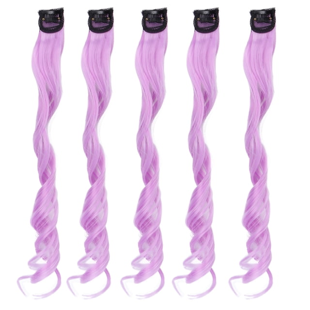 Hair Extension, Clip Hair Curling Colorful No Trace Natural For Prom For Daily Purple,Greyish Green,Grapefruit Pink,Gray