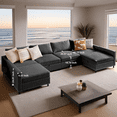 thumbnail image 2 of GIANNA 6 Seat Convertible Sectional Sofa Couch, U-Shaped Modern Modular Sofa Sleeper with Ottoman, For Living Room, Gray, 2 of 8