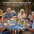 thumbnail image 3 of Round Outdoor Tablecloth with Umbrella Hole and Zipper, Haze Blue Sunshine Sunflower Tablecloth with Elastic Waterproof, Pastoral Bees Farmhouse Floral Patio Table Covers for 31" - 35" Pool Tables, 3 of 9
