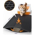 thumbnail image 2 of Cat Litter Mat, 24x18 Inches Large Honeycomb Double Layer Cat Litter Trapping Mat, Non Slip Waterproof Urine Proof Cat Litter Box Mat, Kitten Supplies and Essentials, Black, 2 of 7
