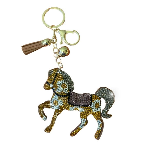 Popfizzy Horse Keychain Accessories for Women and Girls, Rhinestone Backpack Key Chain, Bling Purse Charms, Horse Lover Gifts