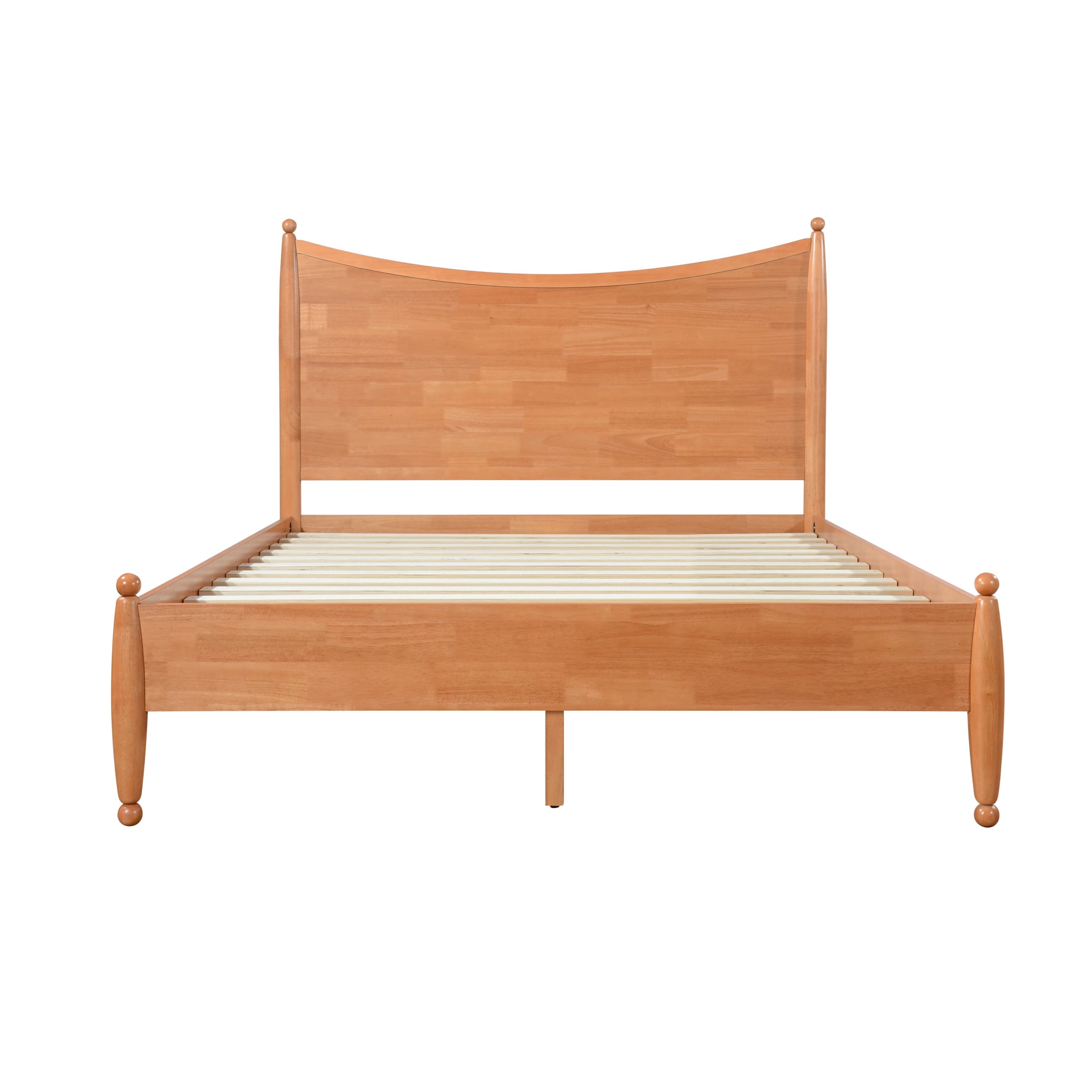 Christopher Knight Home Queen Platform Bed Frame with Curved Headboard, Solid Wood, Honey Oak