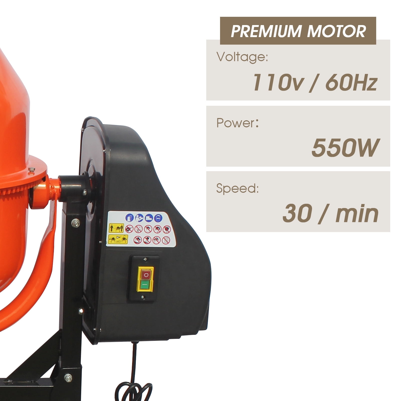 Oarlike Electric Concrete Mixer 4/5 HP 5 Cu Ft Portable Cement Mixing Machine for Stucco, Mortar Seeds with Wheel and Stand