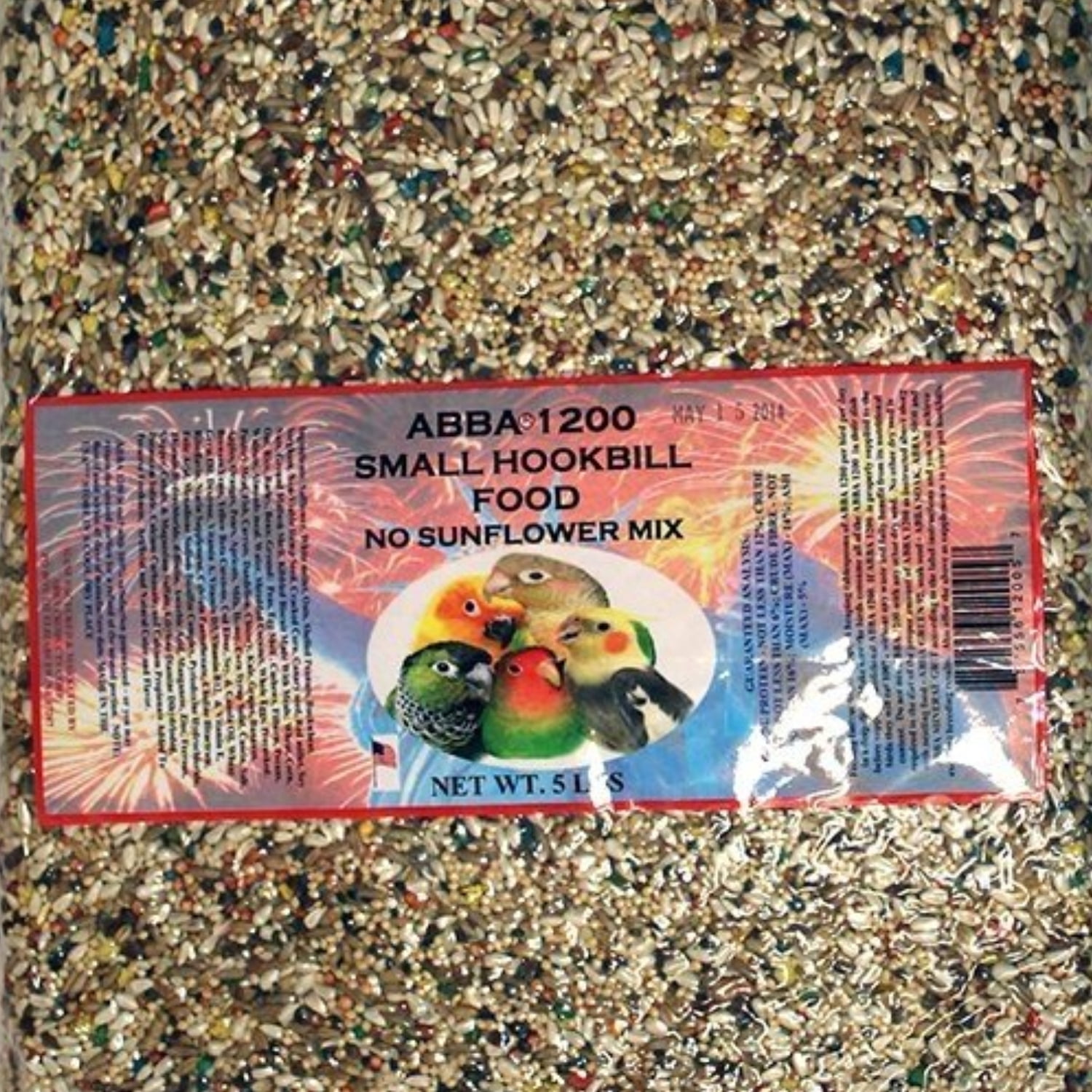 ABBA 1200 Small Hookbill Bird Food, No Sunflower Seed Mix for Lovebirds, Conures & Small Amazons, Vacuum-Packed Daily Diet, 5 lb
