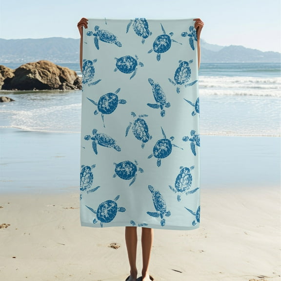 Adult Beach Towel, Modern Simple Beach Towel, Turtle Print Bath Towel