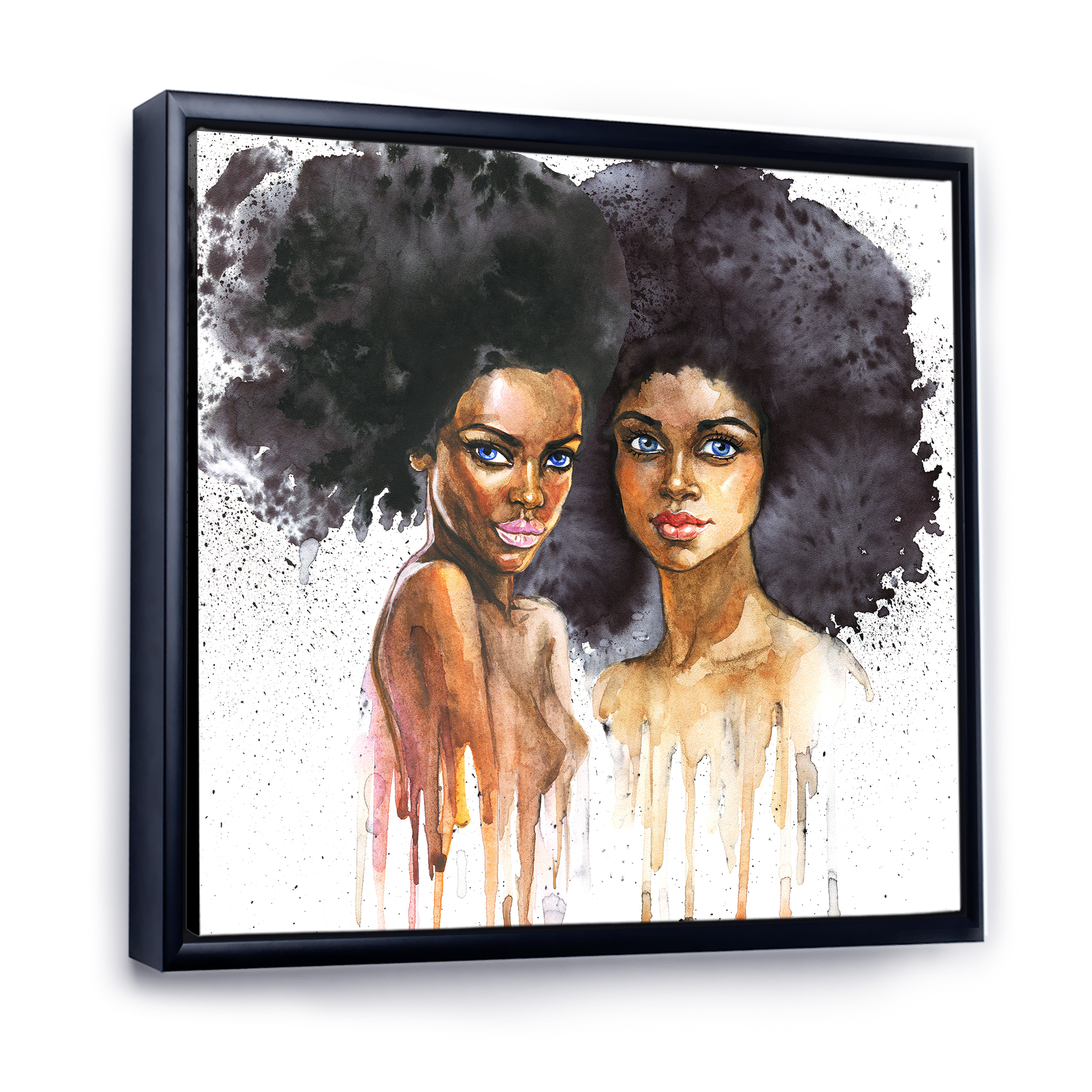 Designart 'Portrait of Two African American Women' Modern Framed Canvas Wall Art Print
