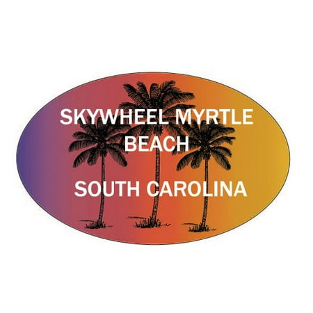 SkyWheel Myrtle Beach South Carolina Souvenir Palm Trees Surfing Trendy Oval Decal