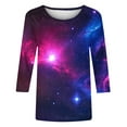 thumbnail image 5 of Plus Size Tops for Women under $5 under $5 3/4 Sleeves Round Neck Printed T-shirt Casual Tops Multicolor 3XL, 5 of 5