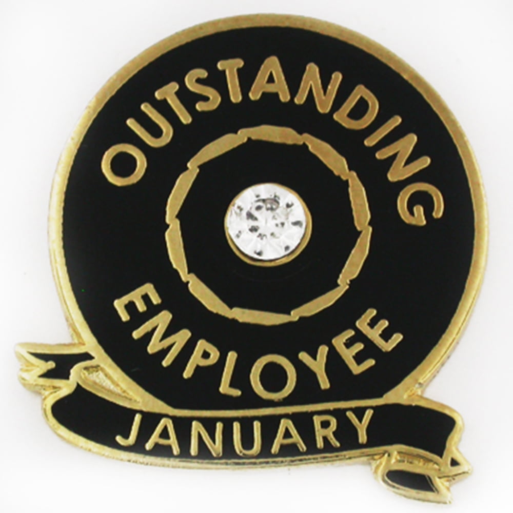 PinMart's Outstanding Employee of the Month January w/ Rhinestone Lapel Pin