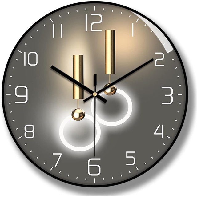 Reloj de pared Reloj de pared de cuarzo digital redondo europeo de 30 cm de diámetro Adecuado para sala de estar, dormitorio y estudio (negro)