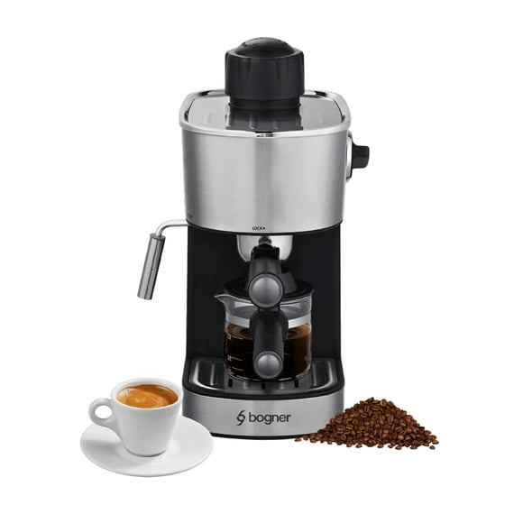 Cafetera Espresso Bogner Capuccino 4 Tazas Acero Inoxidable Moderno